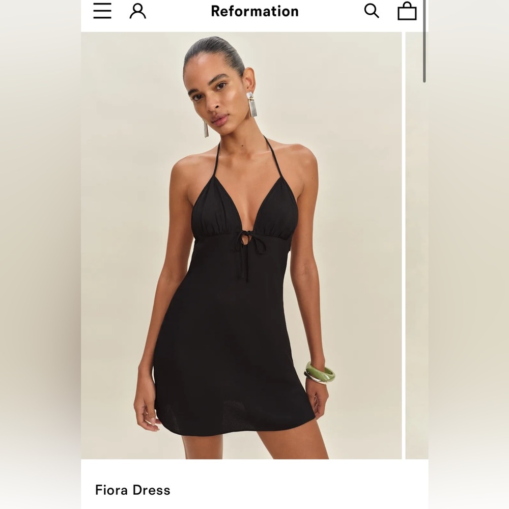 Reformation Fiora Black Halter Mini Dress NWT